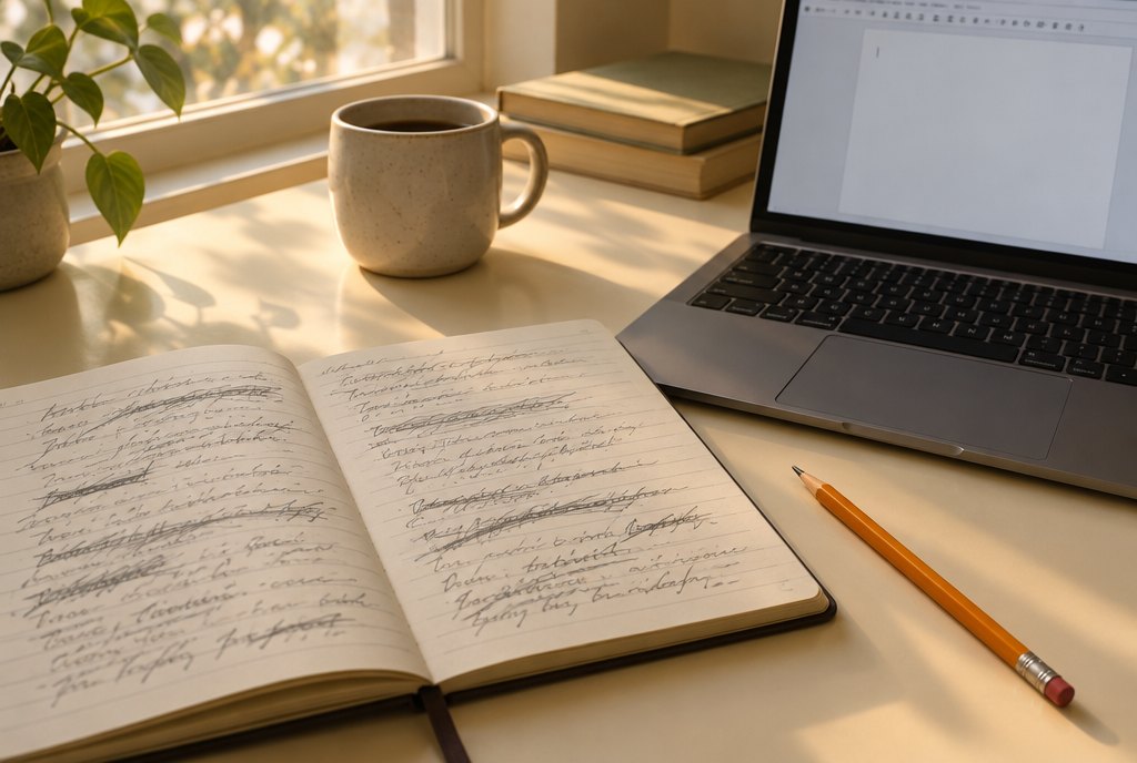 Notebook with rewritten copy