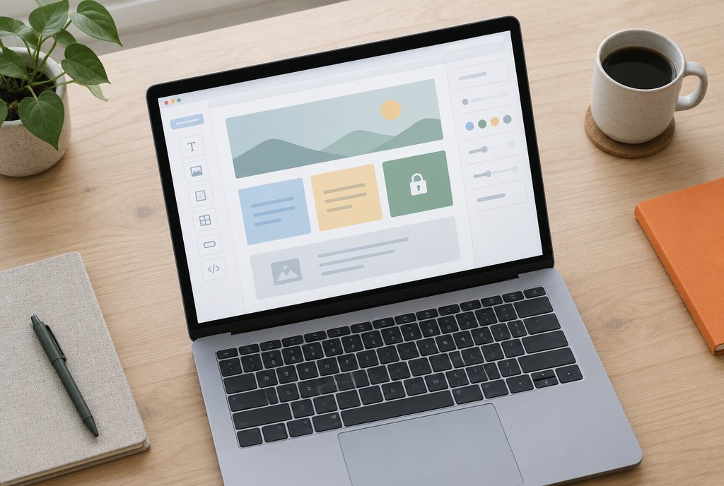 Laptop showing a locked website editor