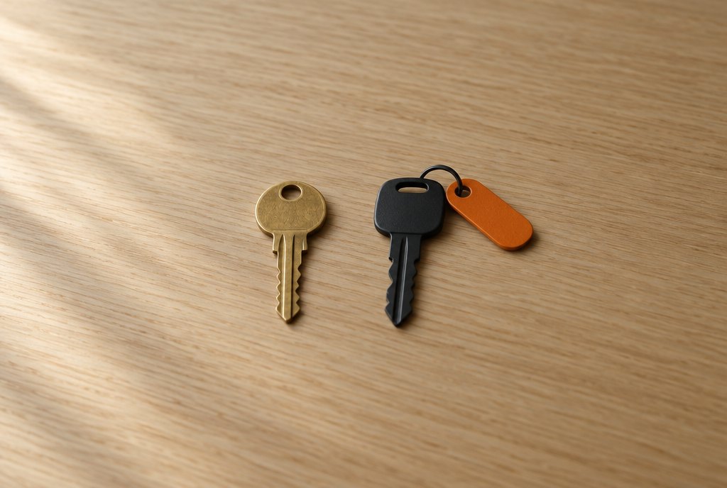 Two keys on a table