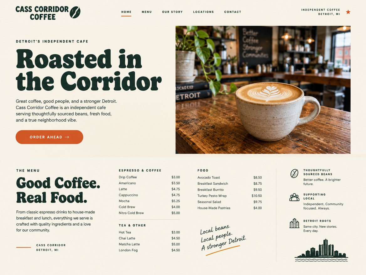 Cass Corridor Coffee homepage