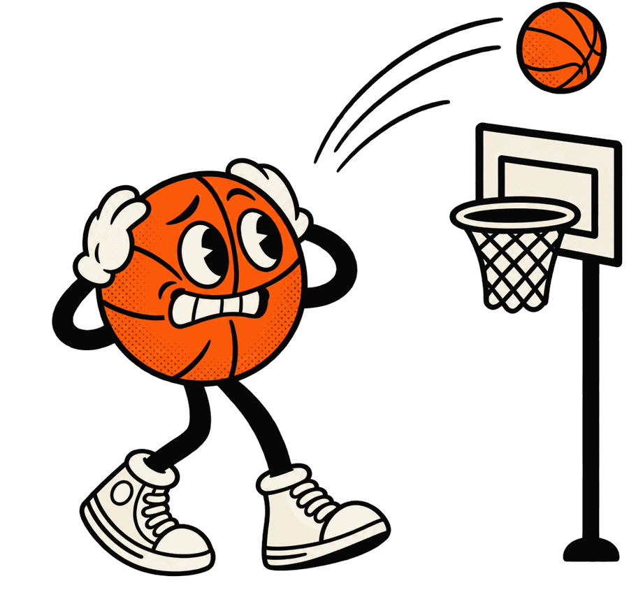 The mascot wincing at an airball