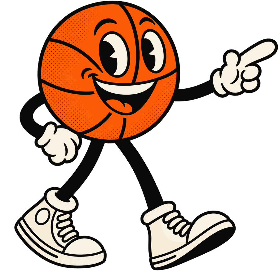 The Alley-Oop mascot pointing at the site