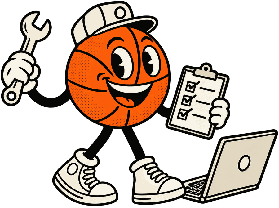 Mascot with a wrench and a checklist keeping a site healthy