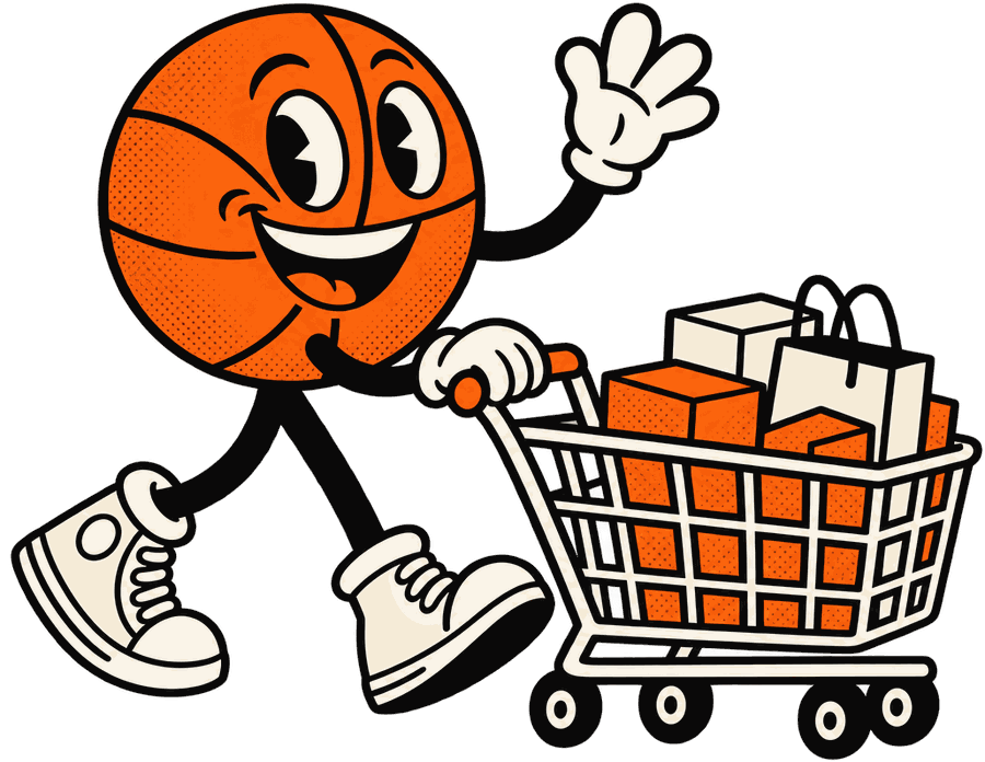 Mascot pushing a shopping cart